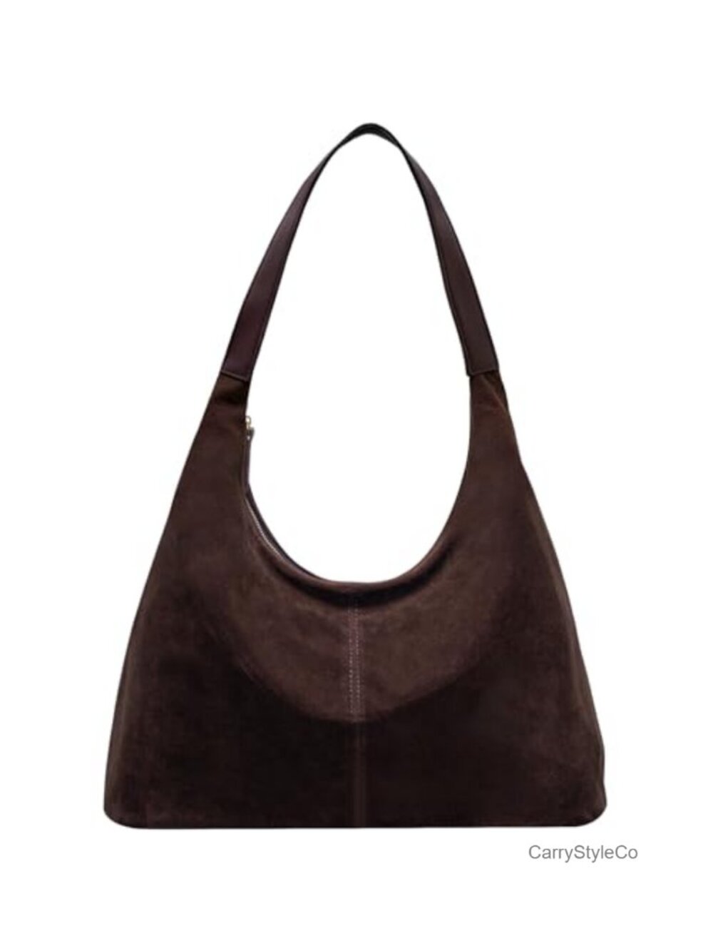 Suede Leather Hobo Shoulder Bag Slouchy Tote Handbag Crescent Purse